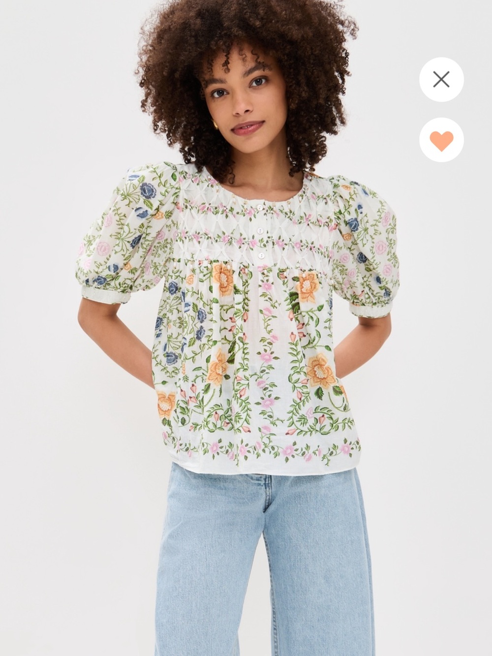 FARM Rio scoop neck short sleeve floral blouse